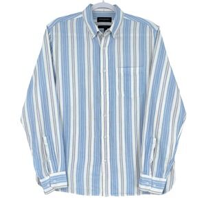 Banana Republic Mens‎ Striped Button Down Shirt Standard Fit Medium Blue